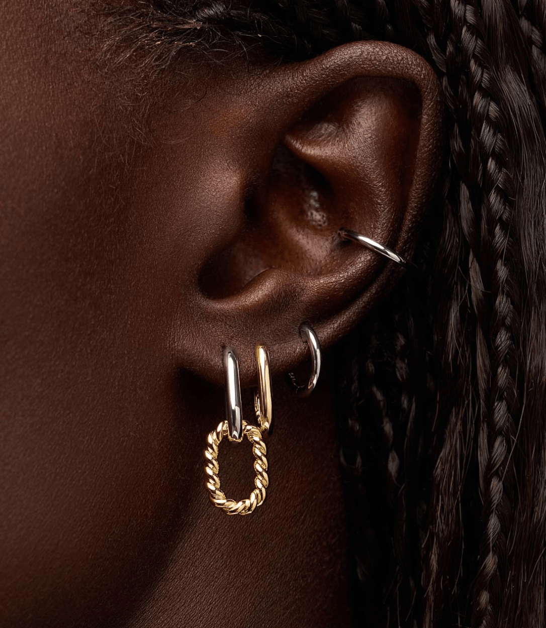 Ash Double Mini Two Tone Drop Earrings - Lizzy G's Fine Gifts