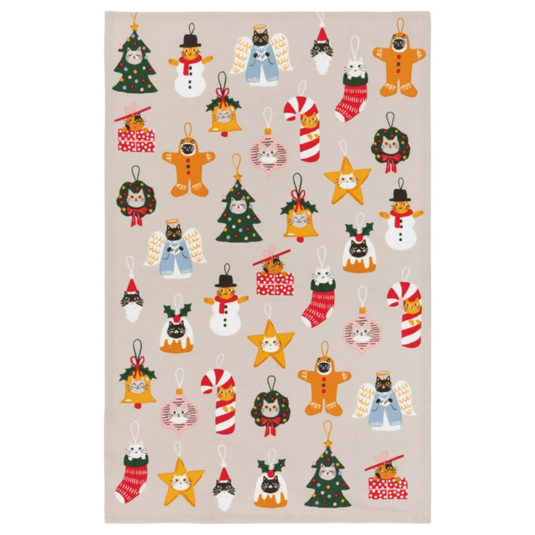 Bauble Cats Dish Towel - Lizzy G's Fine Gifts