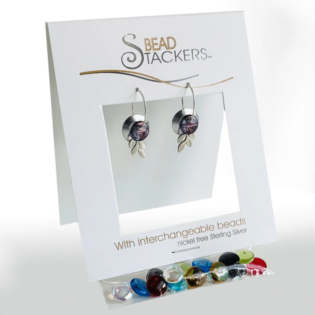 Bead Stacker Earrings - Open Disc Leaf - Lizzy G's Fine Gifts