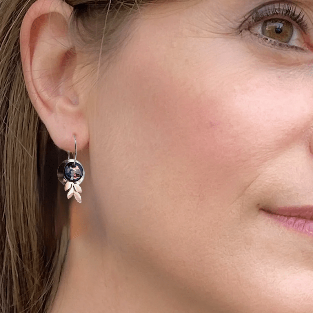 Bead Stacker Earrings - Open Disc Leaf - Lizzy G's Fine Gifts
