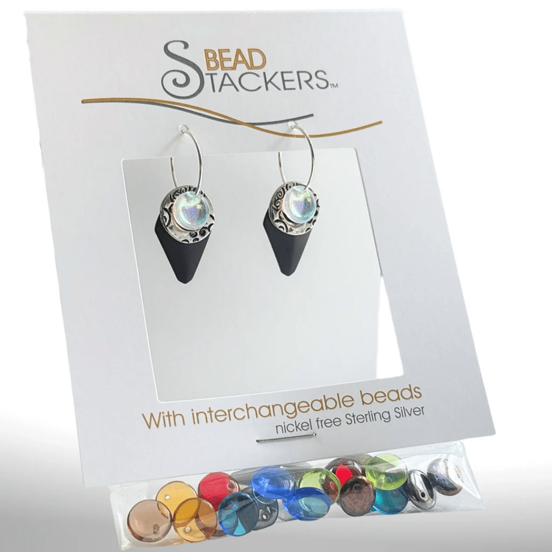 Bead Stacker Earrings - Textured Drop - Lizzy G's Fine Gifts
