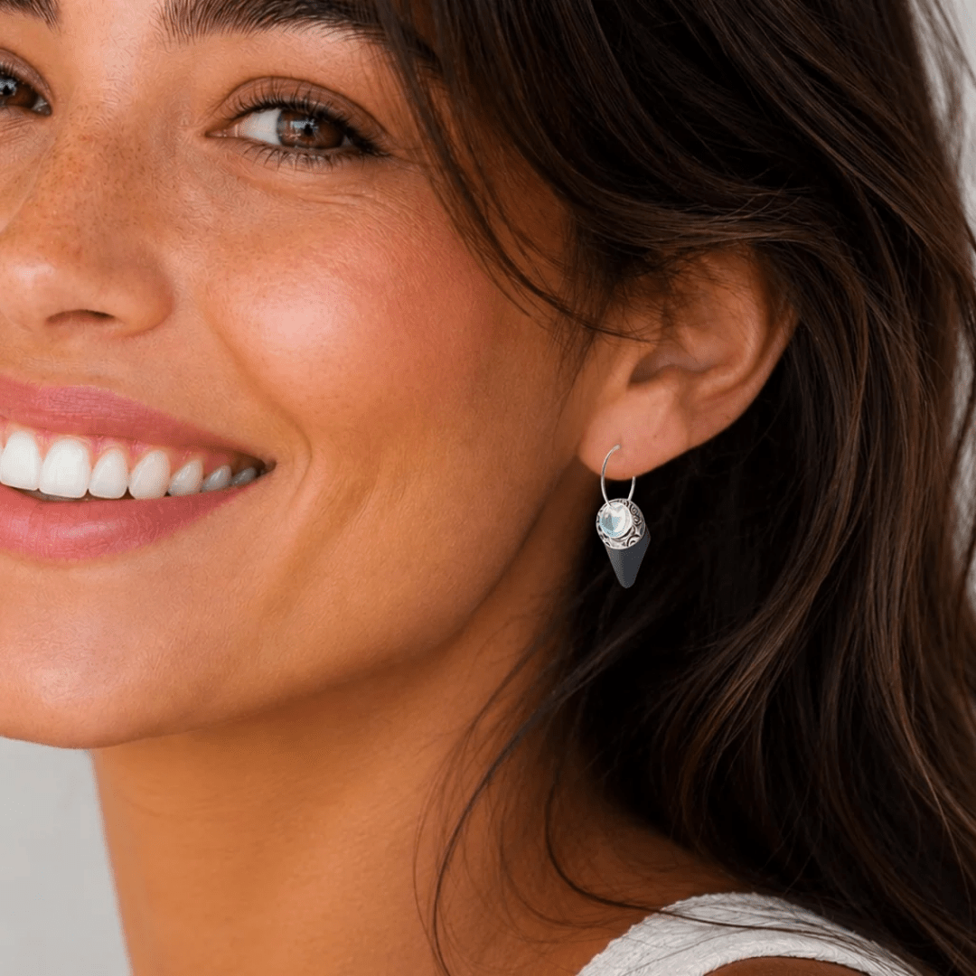 Bead Stacker Earrings - Textured Drop - Lizzy G's Fine Gifts