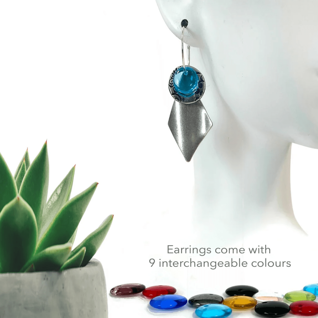 Bead Stacker Earrings - Textured Square - Lizzy G's Fine Gifts