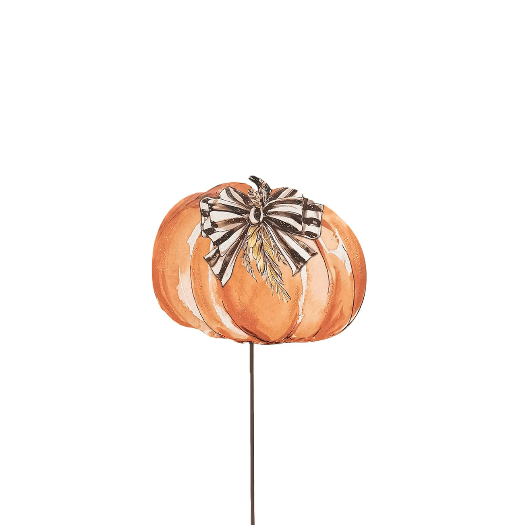 Beck's Whimsical Wheat Pumpkin Metal Decor - Lizzy G's Fine Gifts