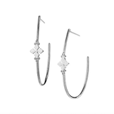 Believer Cross Hoop Earrings- Silver - Lizzy G's Fine Gifts