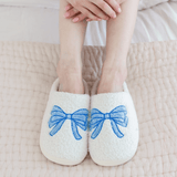 Blue Bow Slippers - Lizzy G's Fine Gifts