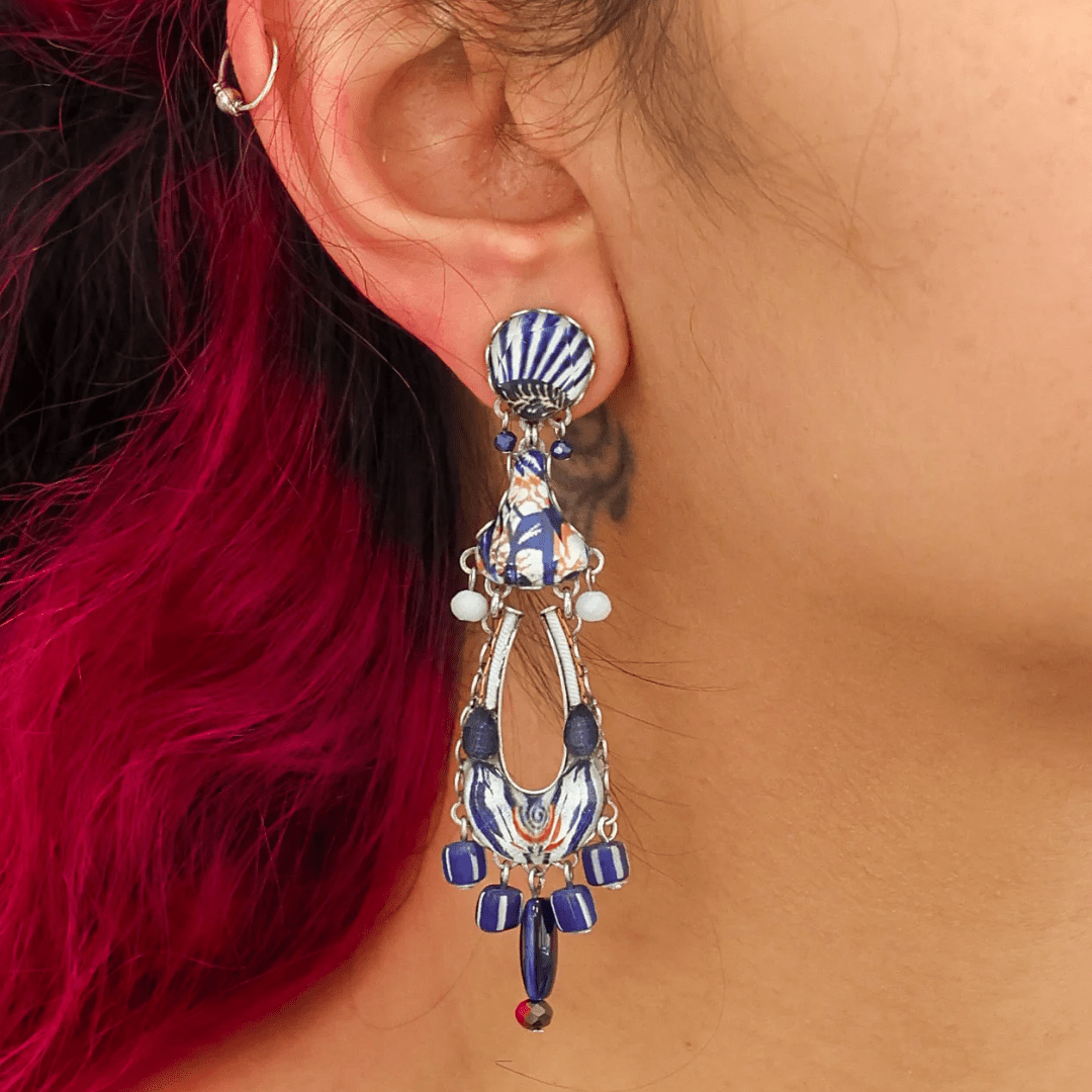 Blue Domes Earrings - Athena - Lizzy G's Fine Gifts