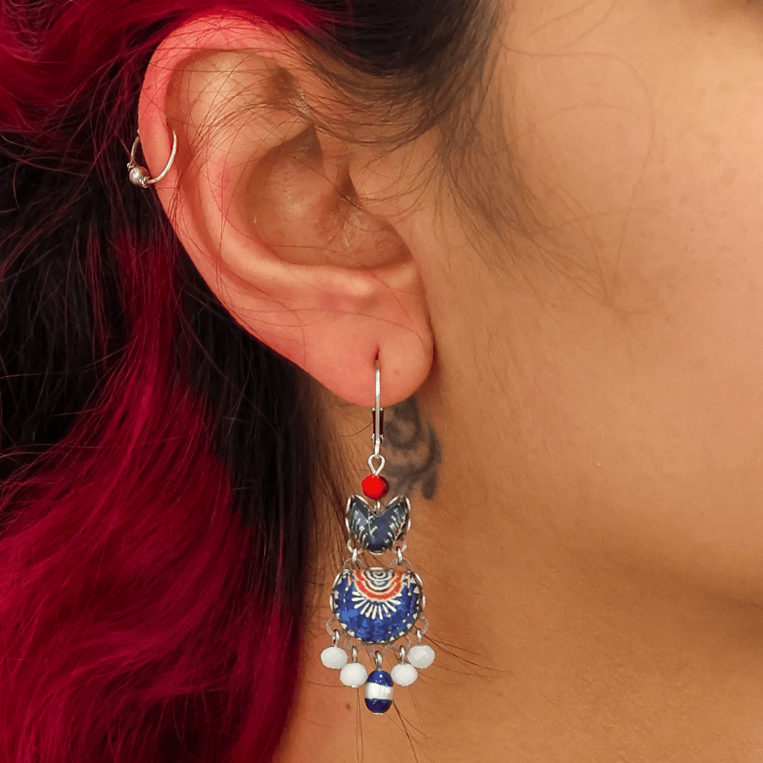 Blue Domes Earrings - Hera - Lizzy G's Fine Gifts