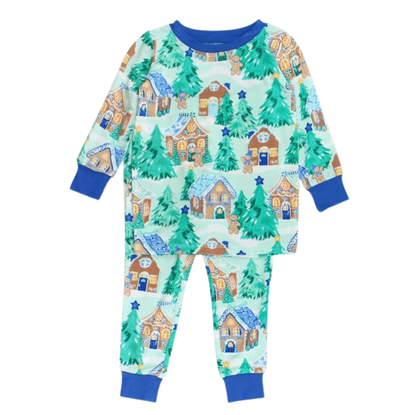 Blue Jolly Gingerbread Two Piece PJ Set - Lizzy G's Fine Gifts