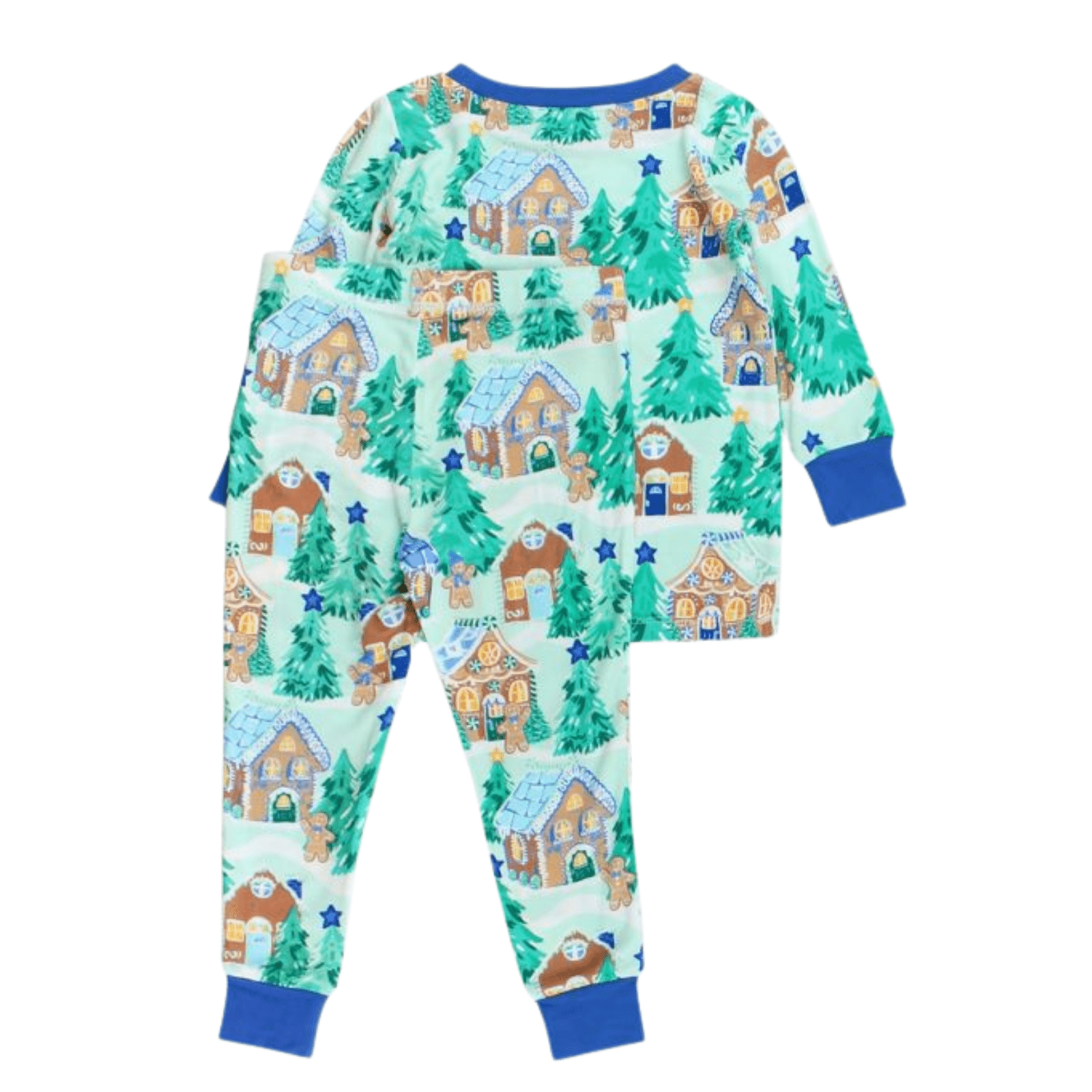 Blue Jolly Gingerbread Two Piece PJ Set - Lizzy G's Fine Gifts