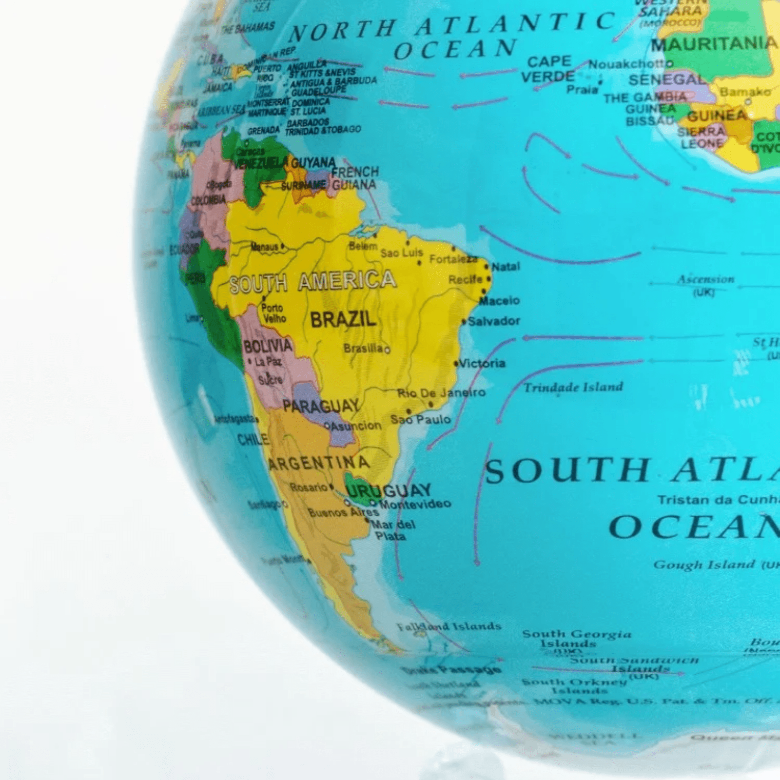 Blue Political Map Solar Powered Spinning Globe - Lizzy G's Fine Gifts