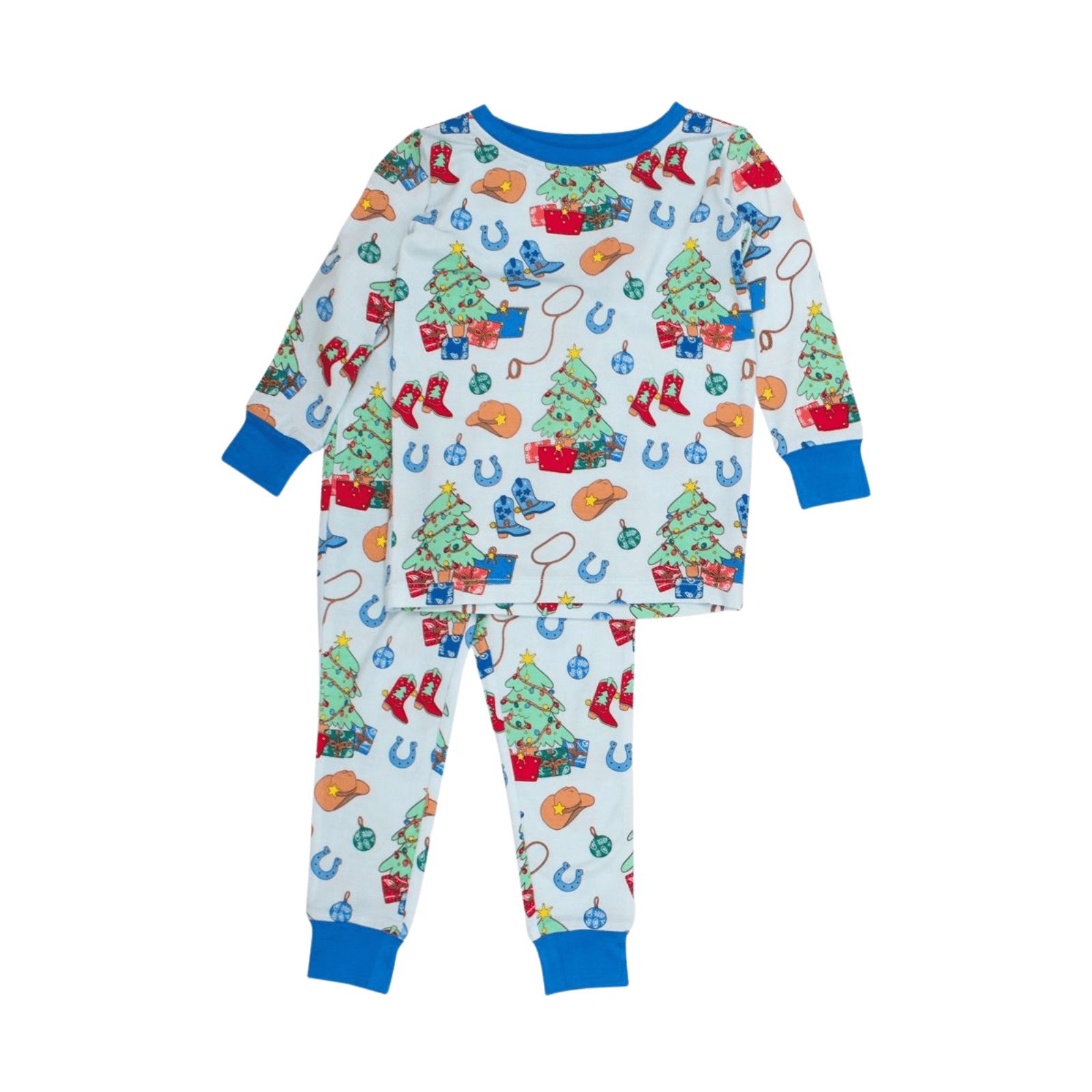 Blue Yuletide Yeehaw Two Piece PJ Set - Lizzy G's Fine Gifts