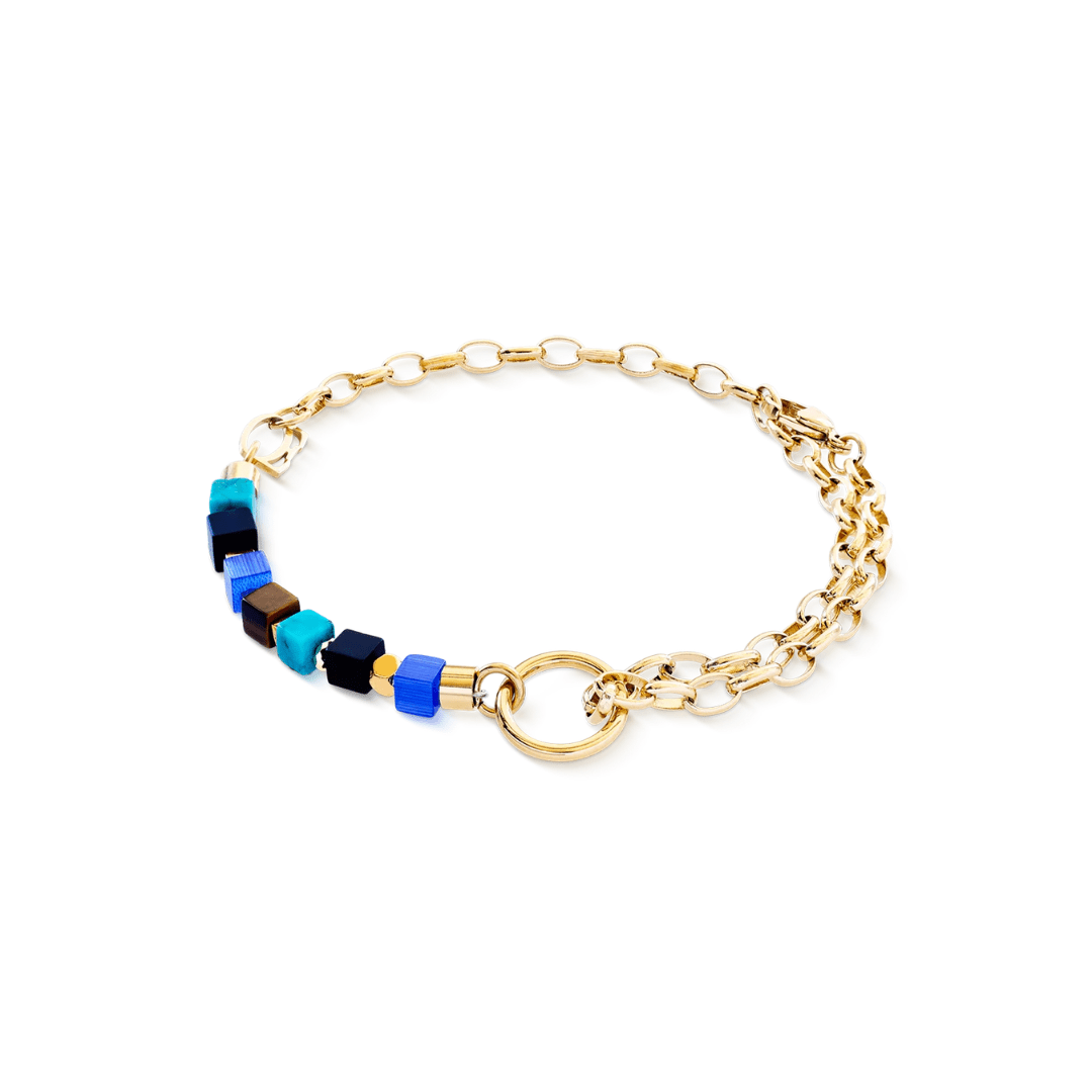 Bracelet Cube Mosaic Lagoon - Gold - Lizzy G's Fine Gifts
