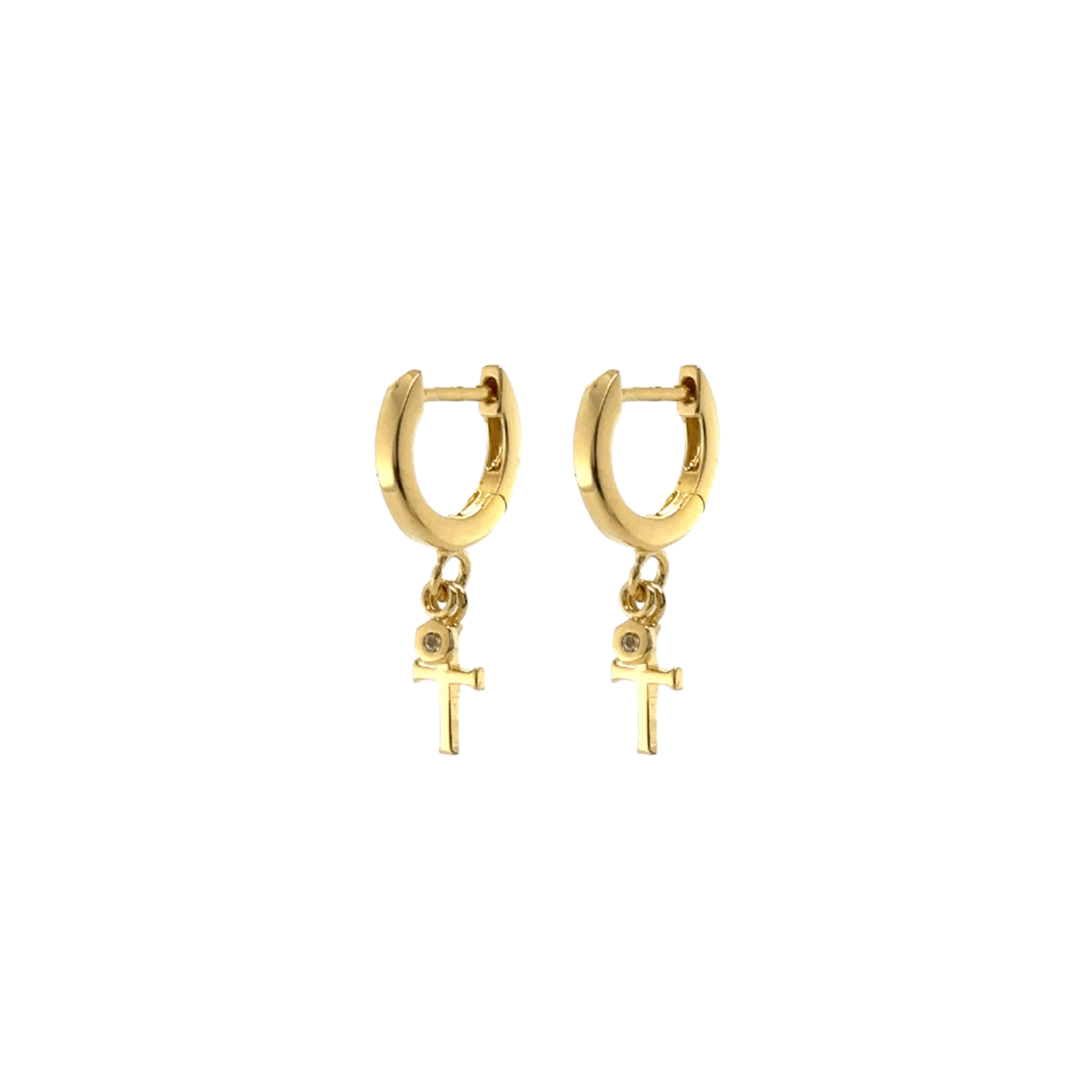 Calvary Cross Huggie Hoop Earrings - Lizzy G's Fine Gifts