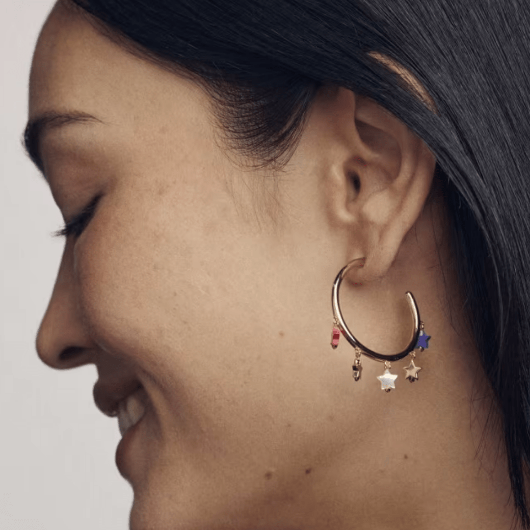 Camila Hoop Earrings - Red White & Blue - Lizzy G's Fine Gifts