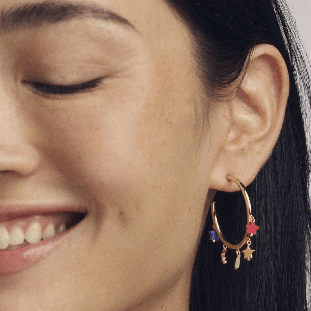 Camila Hoop Earrings - Red White & Blue - Lizzy G's Fine Gifts
