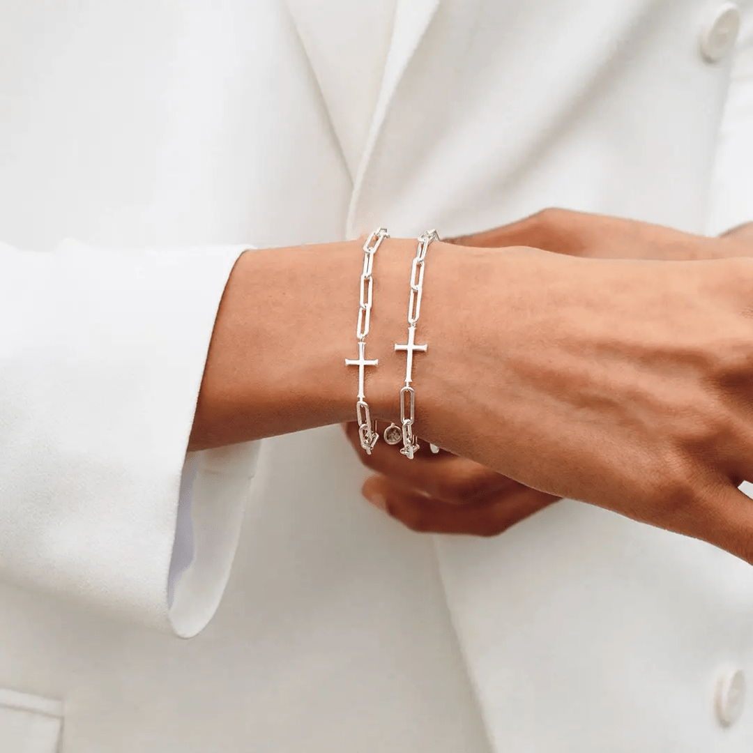 Chain Breaker Cross Bracelet - Sterling Silver - Lizzy G's Fine Gifts