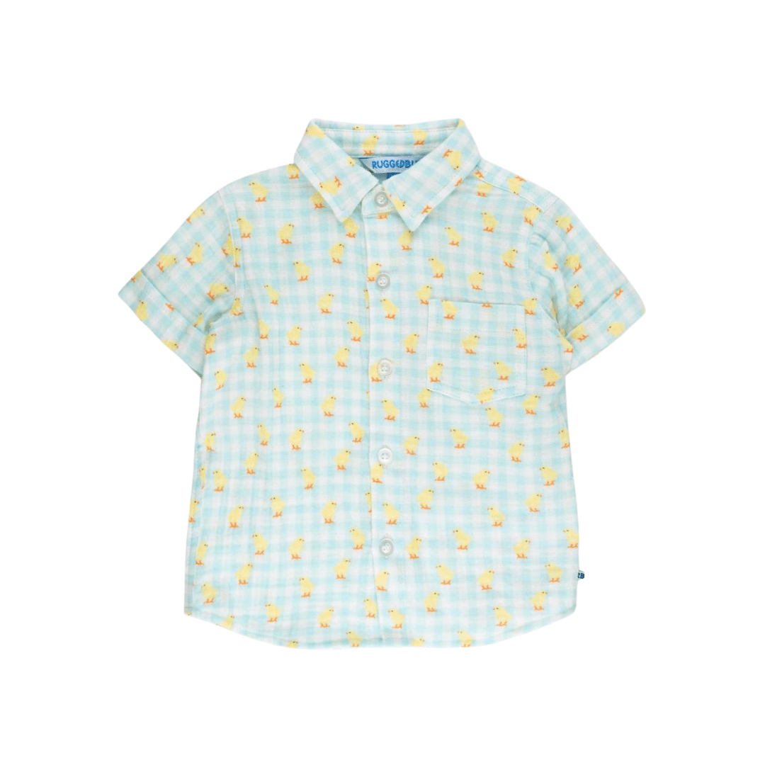 Chirping Chicks Gingham Button Down Shirt - Lizzy G's Fine Gifts