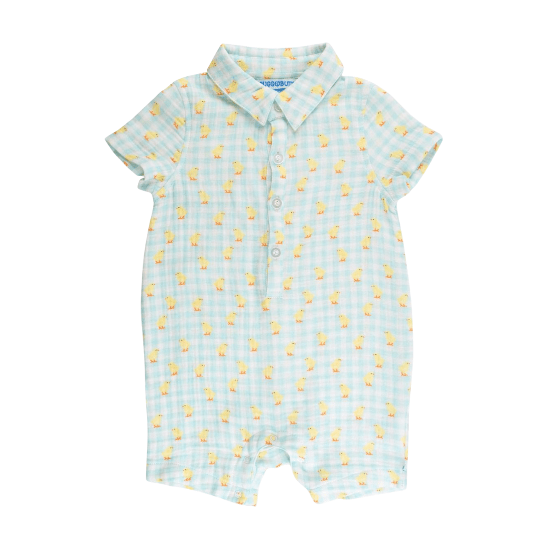 Chirping Chicks Gingham Button Up Romper - Lizzy G's Fine Gifts