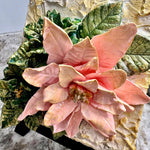 Christmas Poinsettia & Holly Bouquet Sculpted Art Block - 6x6 - Lizzy G's Fine Gifts