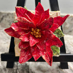 Christmas Poinsettia Sculpted Art Block - 4x4 - Lizzy G's Fine Gifts