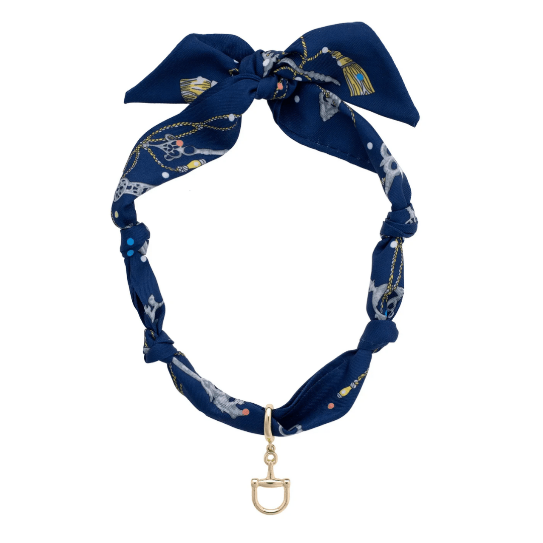 Cinnamon Horsebit Scarf Necklace in Navy - Lizzy G's Fine Gifts