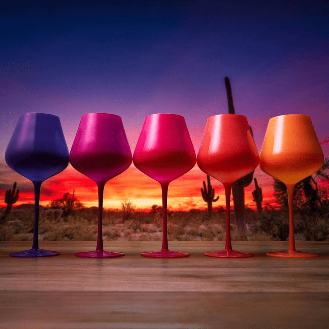 Colors of a Southwest Sunset Wine Glass Set - Lizzy G's Fine Gifts