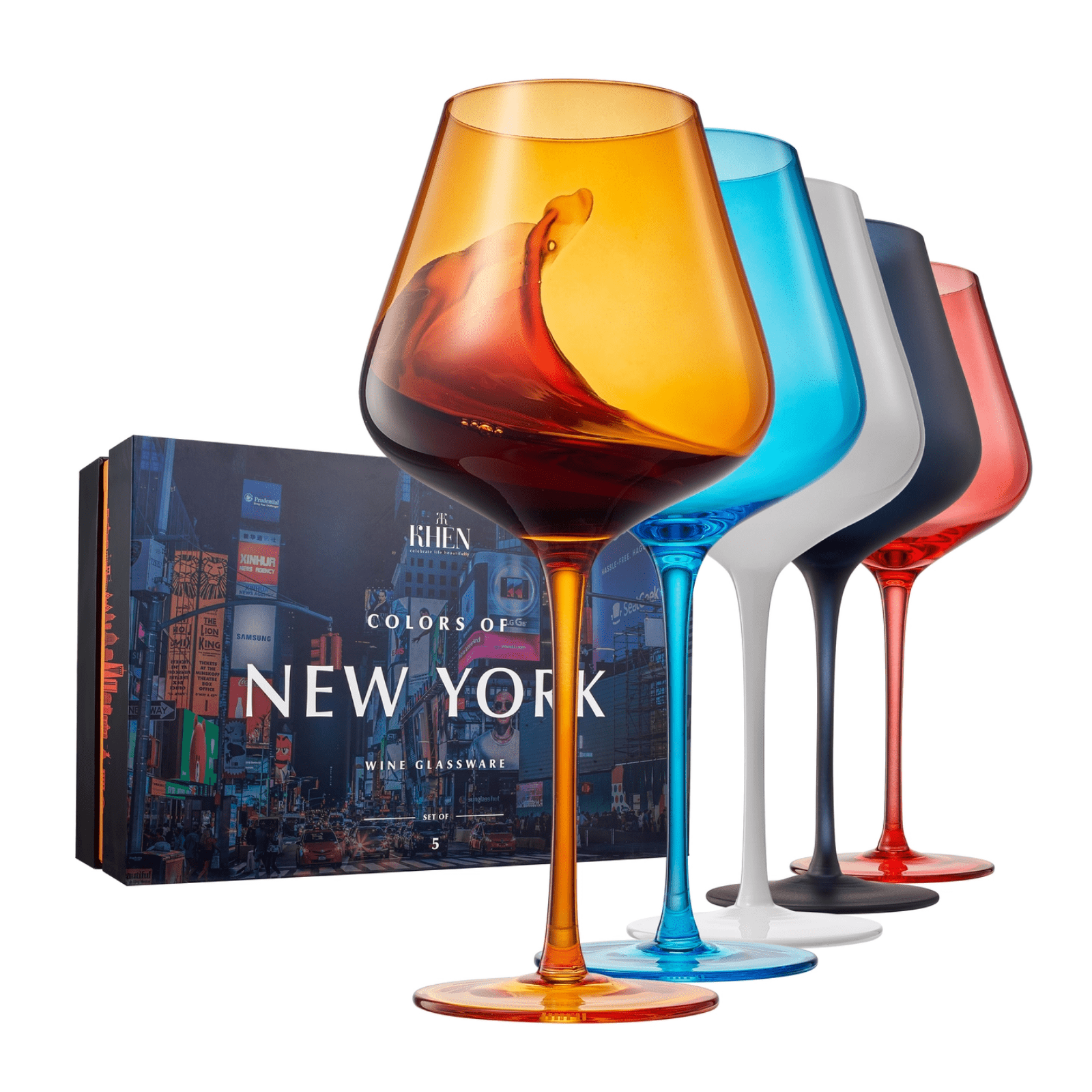 Colors of New York City Wine Glass Set - Lizzy G's Fine Gifts