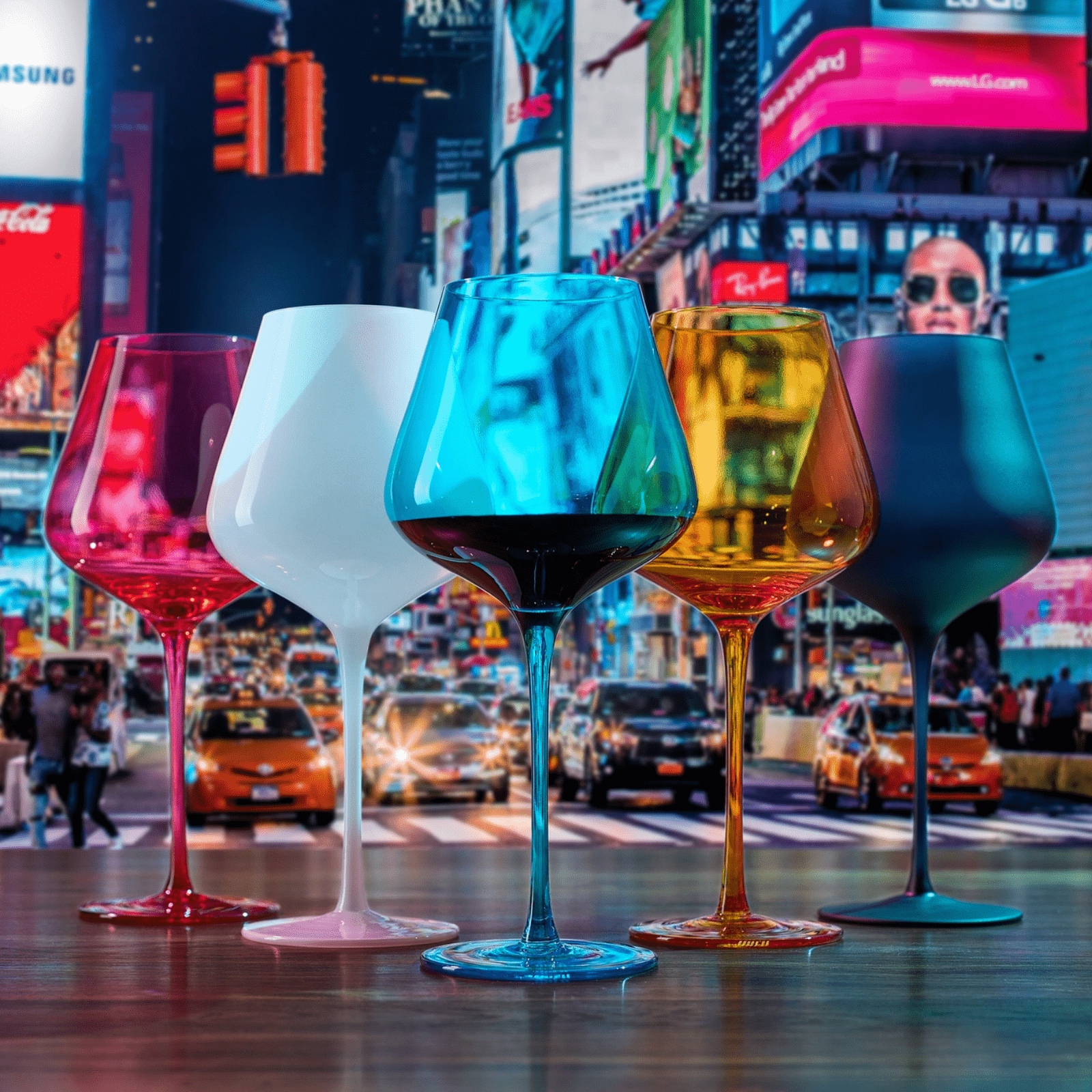 Colors of New York City Wine Glass Set - Lizzy G's Fine Gifts