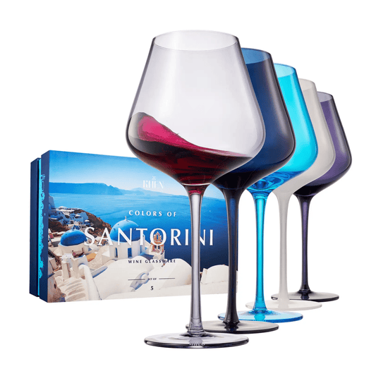 Colors of Santorini Wine Set - Lizzy G's Fine Gifts