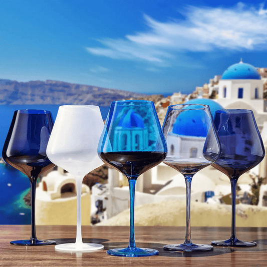 Colors of Santorini Wine Set - Lizzy G's Fine Gifts