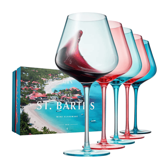 Colors of St. Barth Wine Glass Set - Lizzy G's Fine Gifts