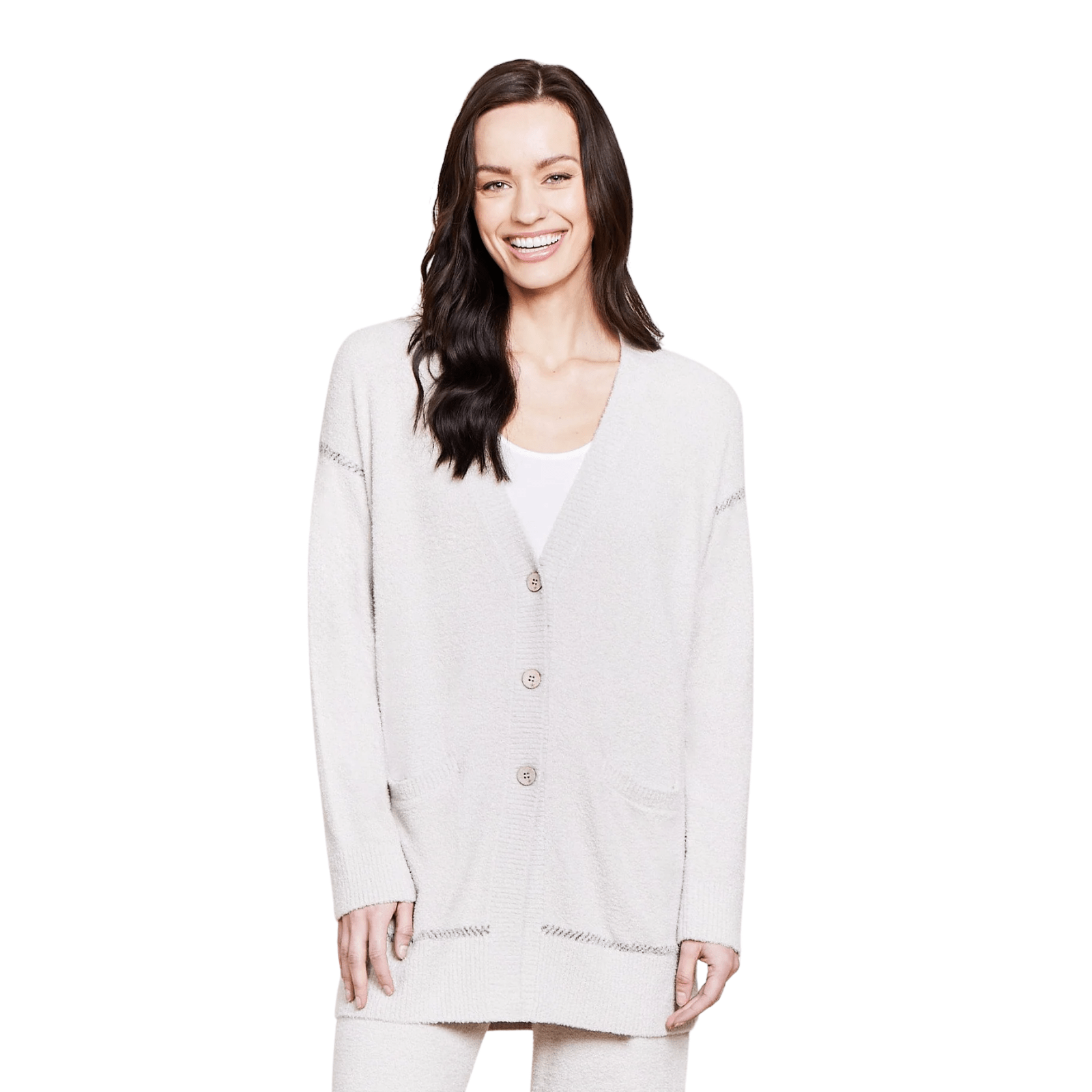 CozyChic Contrast Rib Pocket Cardi - Lizzy G's Fine Gifts