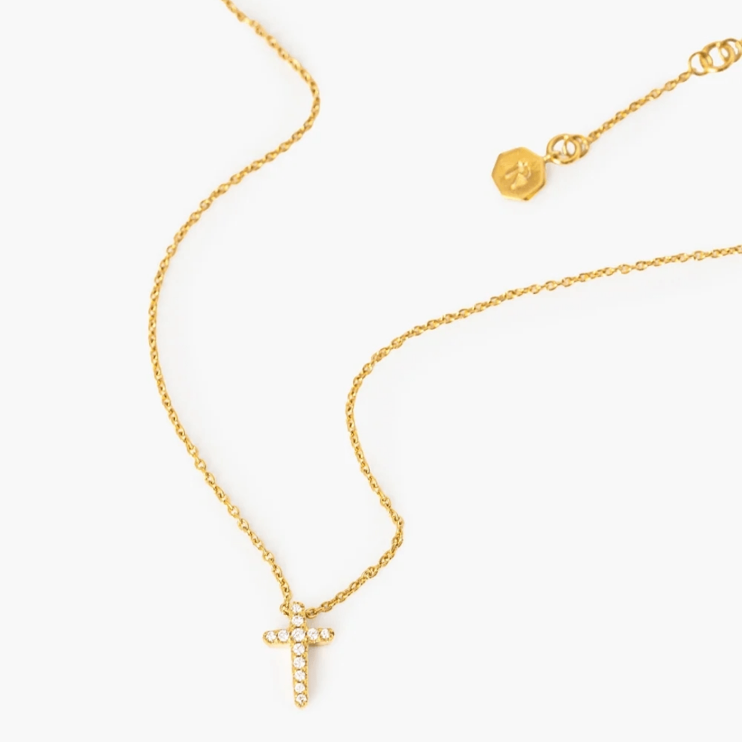 Dainty Luminous Cross Pave Necklace - Lizzy G's Fine Gifts