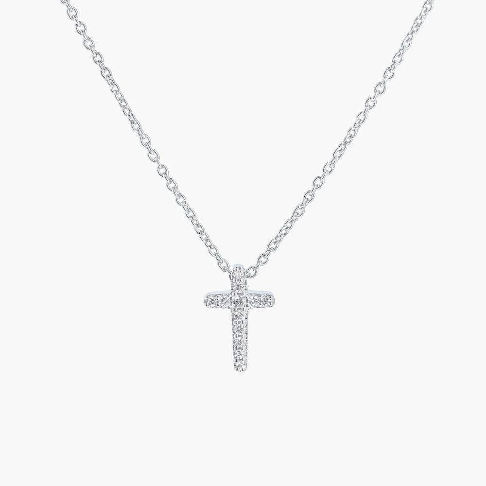 Dainty Luminous Cross Pavé Necklace - Sterling Silver - Lizzy G's Fine Gifts