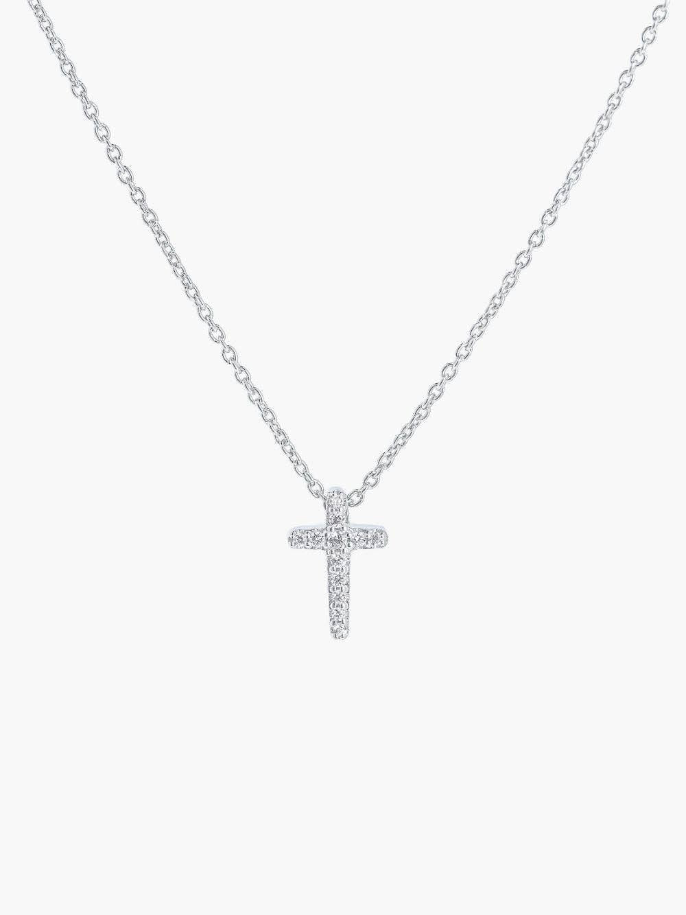 Dainty Luminous Cross Pavé Necklace - Sterling Silver - Lizzy G's Fine Gifts