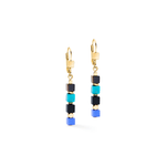 Earrings Cube Mosaic Lagoon - Gold - Lizzy G's Fine Gifts
