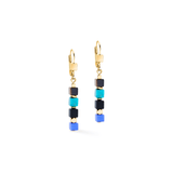 Earrings Cube Mosaic Lagoon - Gold - Lizzy G's Fine Gifts