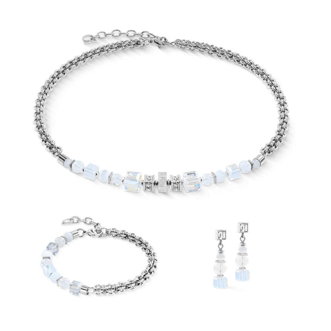 Earrings Cube Nexus Silver - White - Lizzy G's Fine Gifts