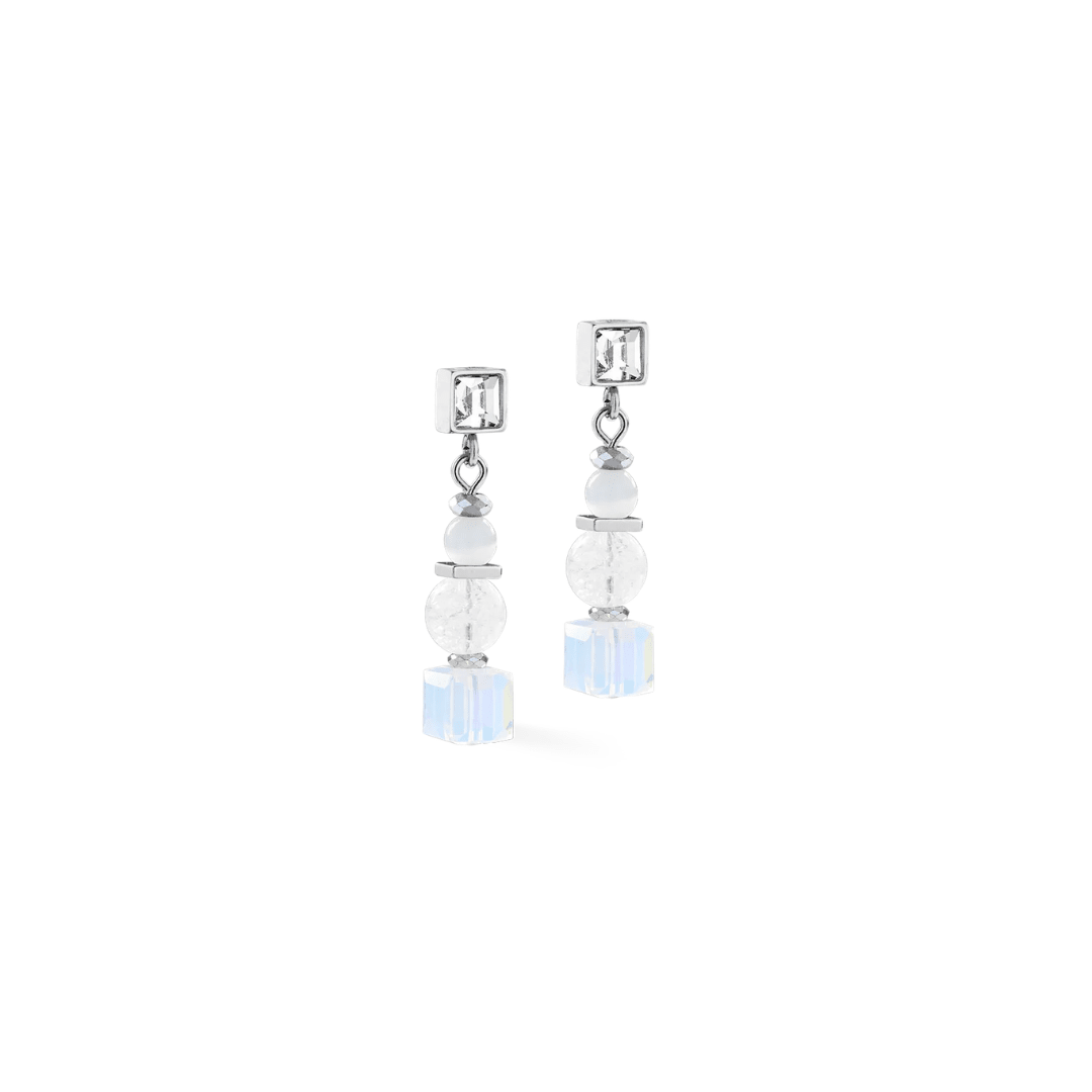 Earrings Cube Nexus Silver - White - Lizzy G's Fine Gifts