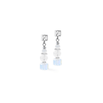 Earrings Cube Nexus Silver - White - Lizzy G's Fine Gifts