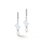 Earrings Dancing Crystals & Pearls Silver - Lizzy G's Fine Gifts