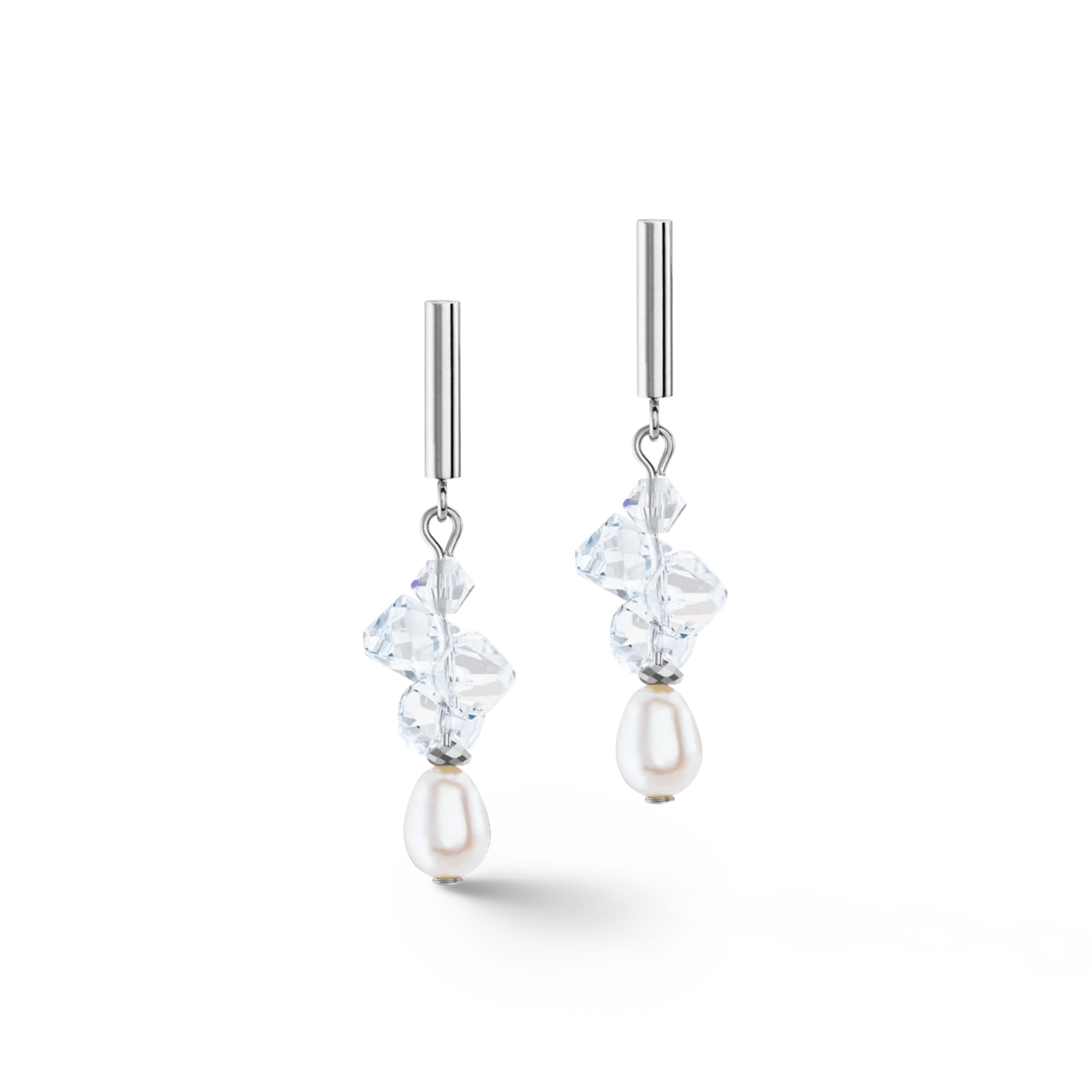 Earrings Dancing Crystals & Pearls Silver - Lizzy G's Fine Gifts