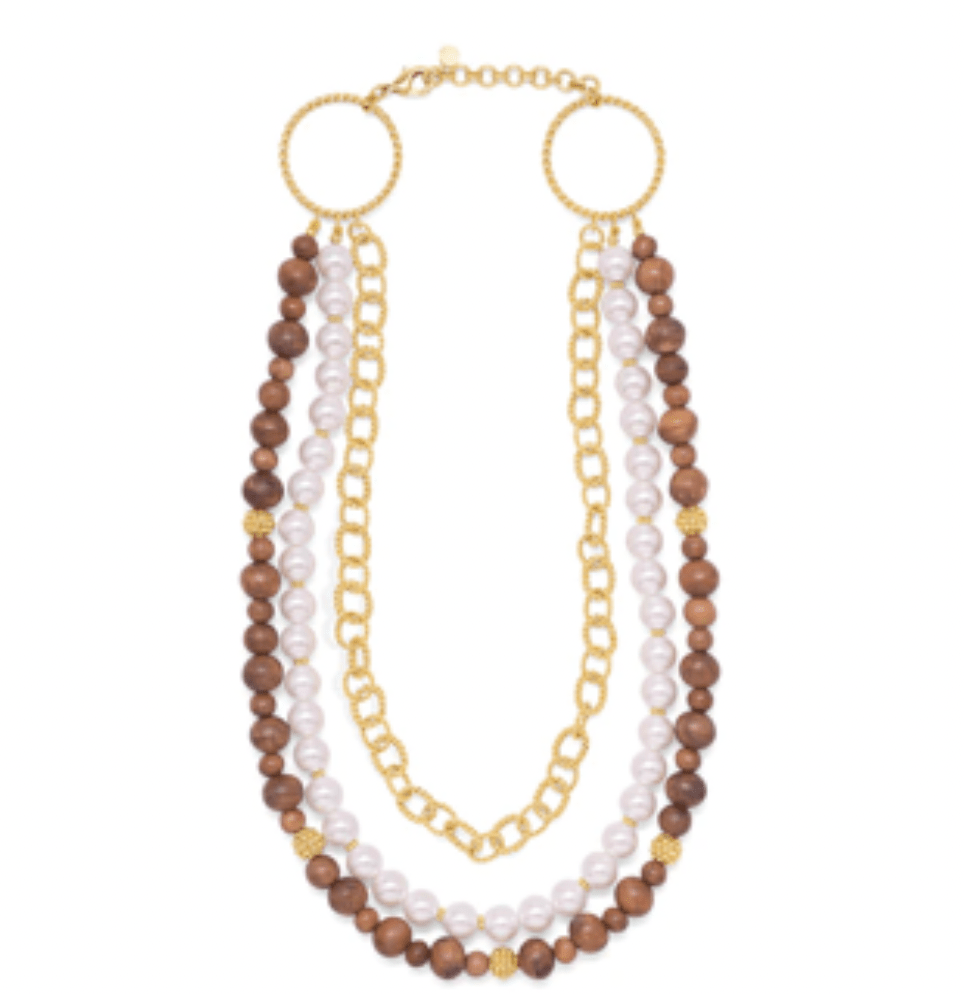 Earth Goddess Necklace - Teak & Pearl - Lizzy G's Fine Gifts