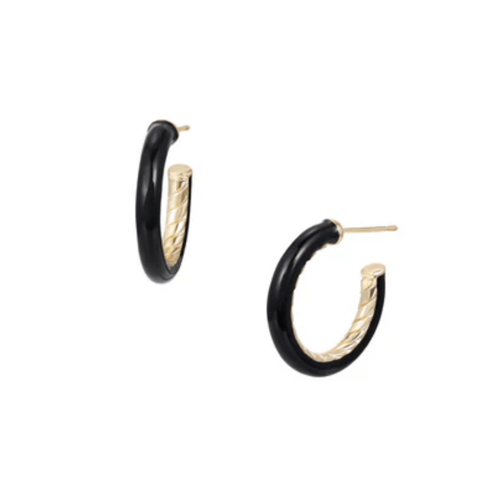 Eclipse Hoops - Black Enamel - Lizzy G's Fine Gifts