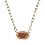 Elisa Enamel Framed Paperclip Chain Necklace - Lizzy G's Fine Gifts
