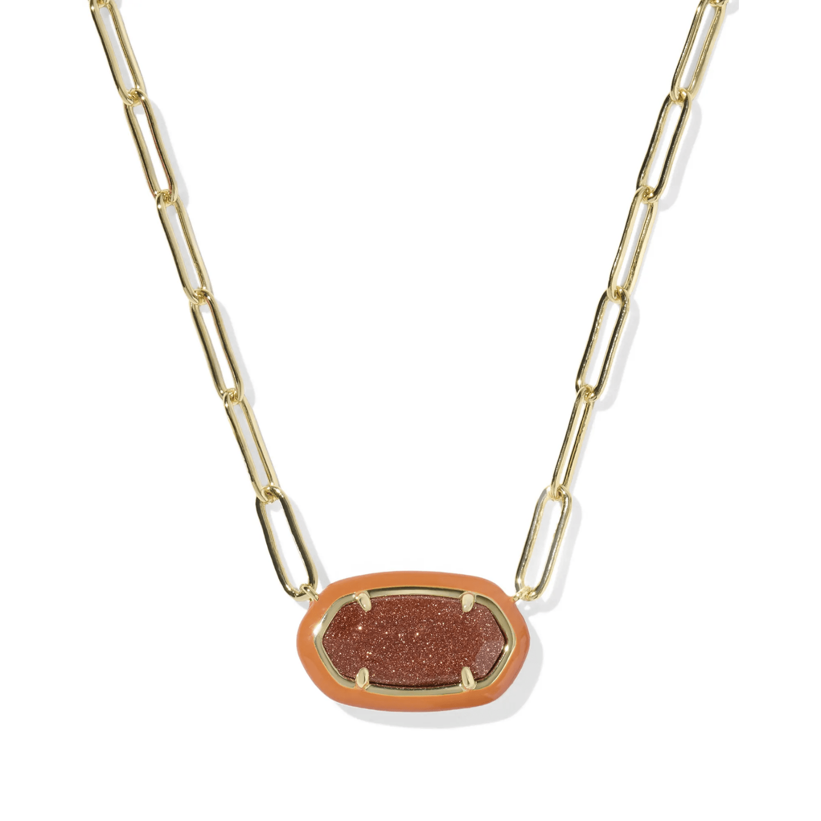 Elisa Enamel Framed Paperclip Chain Necklace - Lizzy G's Fine Gifts