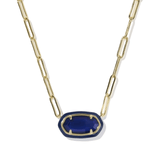 Elisa Enamel Framed Paperclip Chain Necklace - Lizzy G's Fine Gifts