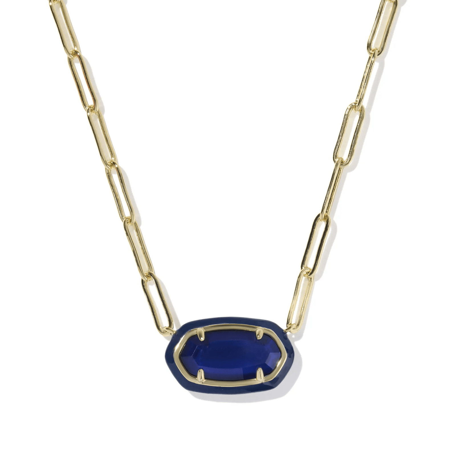 Elisa Enamel Framed Paperclip Chain Necklace - Lizzy G's Fine Gifts