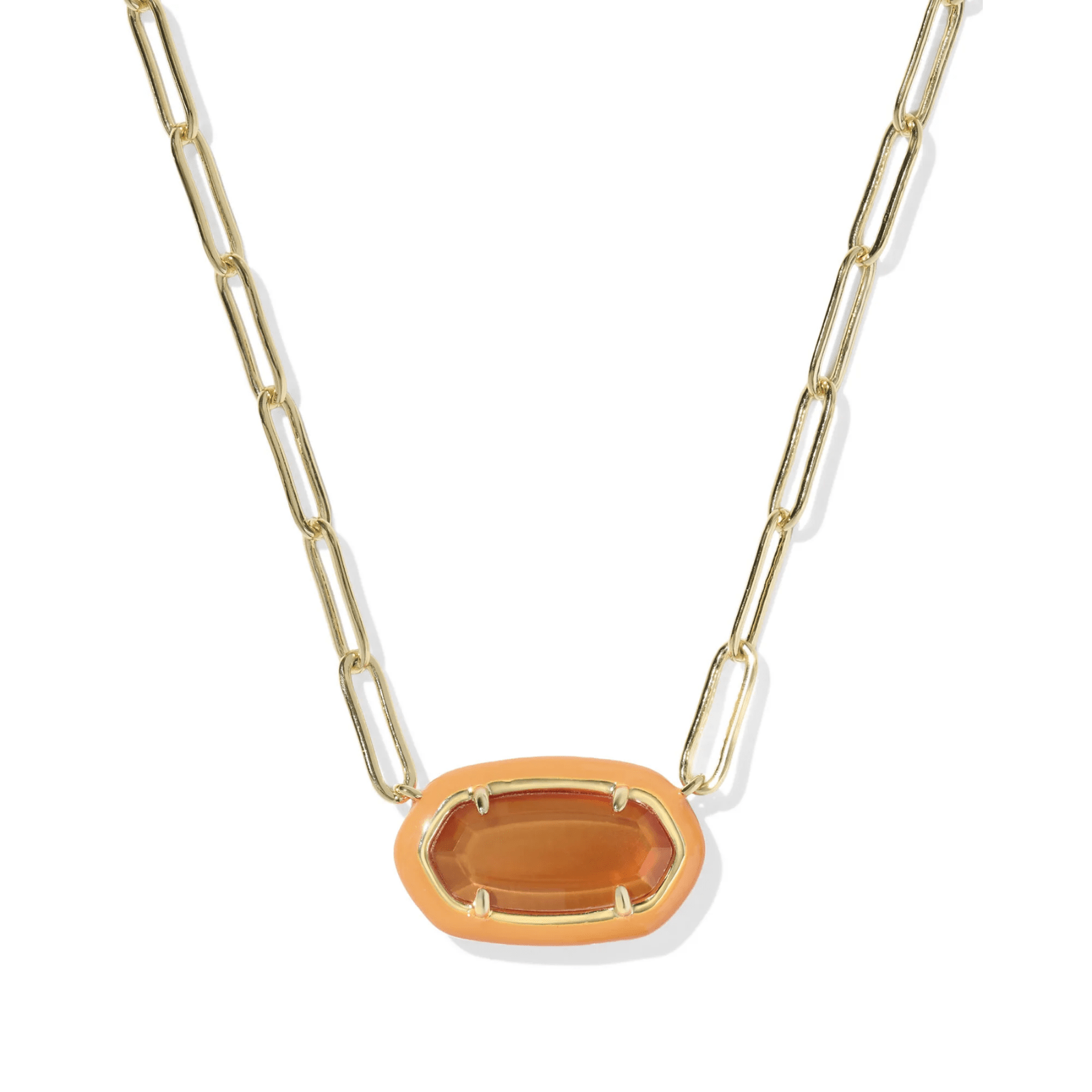 Elisa Enamel Framed Paperclip Chain Necklace - Lizzy G's Fine Gifts